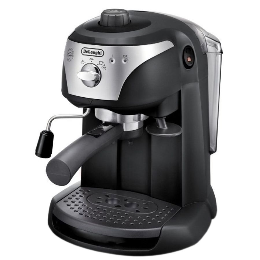 Еспресо машина DeLonghi EC221.B, Ръчна, Устройство за пяна, Капучино, 15 бара, 1 л, Авт. изключване, Черна/Сива