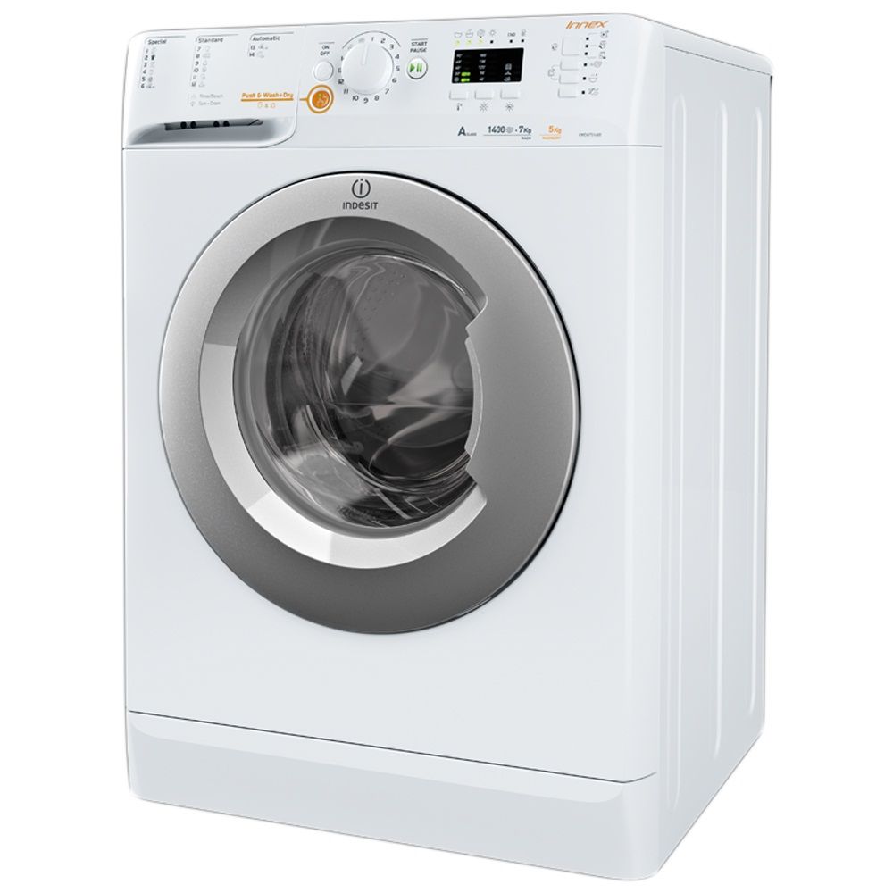 Пералня със сушилня Indesit Innex XWDA 751480X, 1400 об/мин, Пране 7 кг, Сушене 5 кг, Клас A, 16 Програми, Бяла