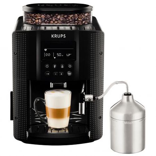 Еспресо машина Krups Espresseria Automatic EA8160, Автоматична, Устройство за пяна, Мелачка, Екран LCD, 15 бара, 1.7л, Черна