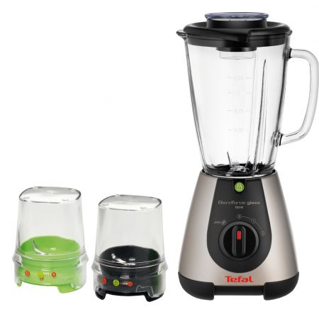 Блендер Tefal BlendForce Glass Tripl'Ax BL313A38, 500 W, 1.25 л, 2 скорости, Черен/Инокс