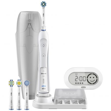 Ел. четка за зъби Oral-B Smart Series 6000 CrossAction, Bluetooth, Презареждаща, 5 Програми, 3 накрайника, Бяла